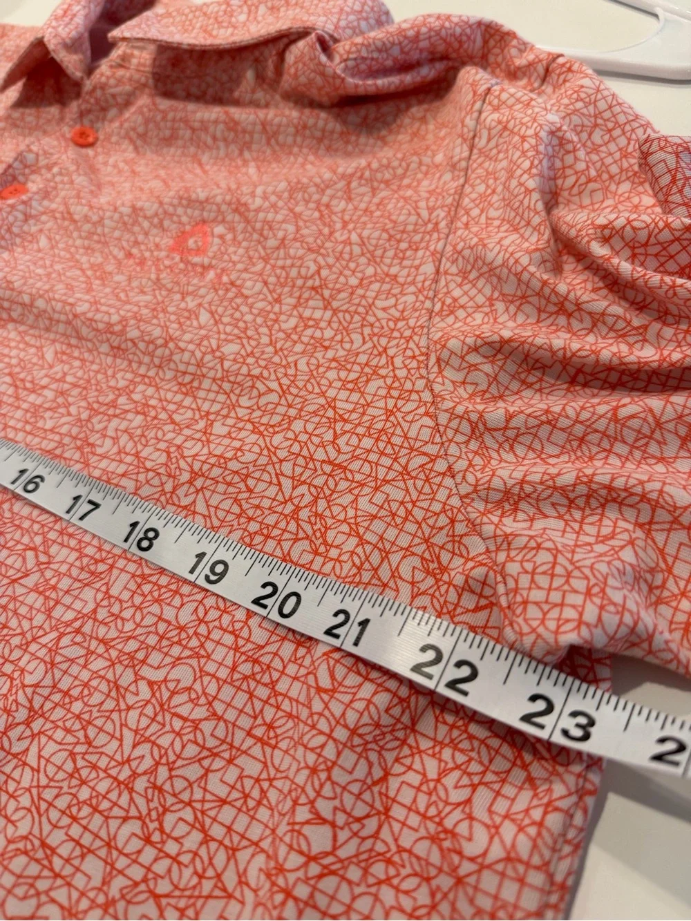 adidas Men’s Coral Pink Allover Print Polo geometric print performance size XL